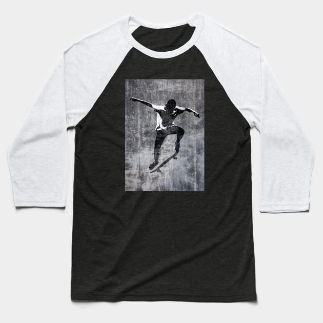 Skateboarder Stencil Baseball T-Shirt by AKdesign